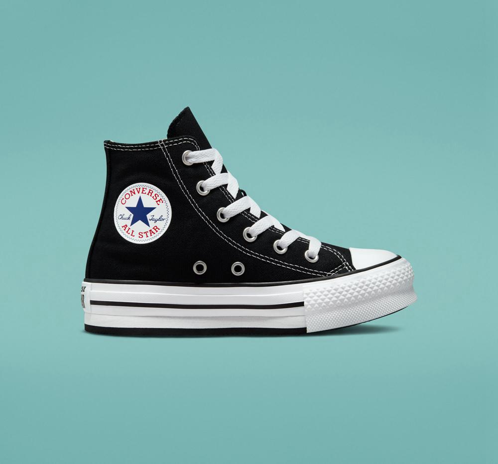 Converse negras 2025 plataforma altas niños